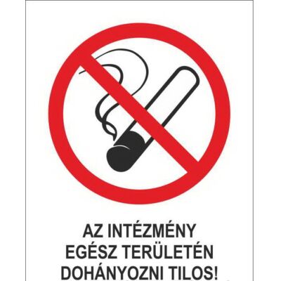 Az intézmény egész területén tilos a dohányzás! matrica 160x250mm